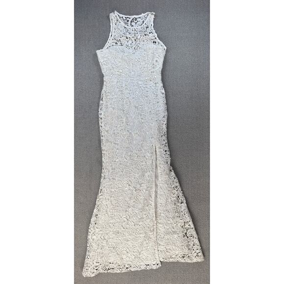 Lulus Formal Dress Floral Crochet Lace Wedding Bridal Full Length White Small - Picture 1 of 15